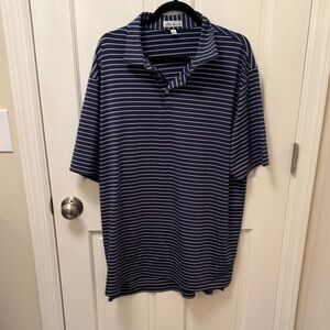 Peter Millar Blue and White Striped Polo